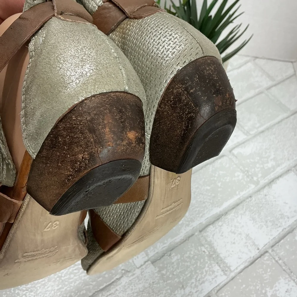 Miz Mooz Brown and Silver Sandals